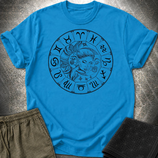 Sun Moon Zodiac T-Shirt - Sun Moon Zodiac T-Shirt - Sapphire