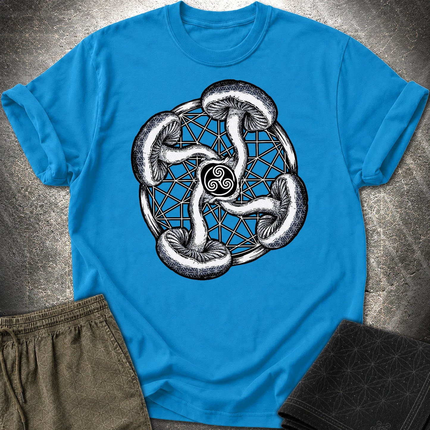 Fungal Flow of the Triskelion T-Shirt - Fungal Flow of the Triskelion T-Shirt - Sapphire