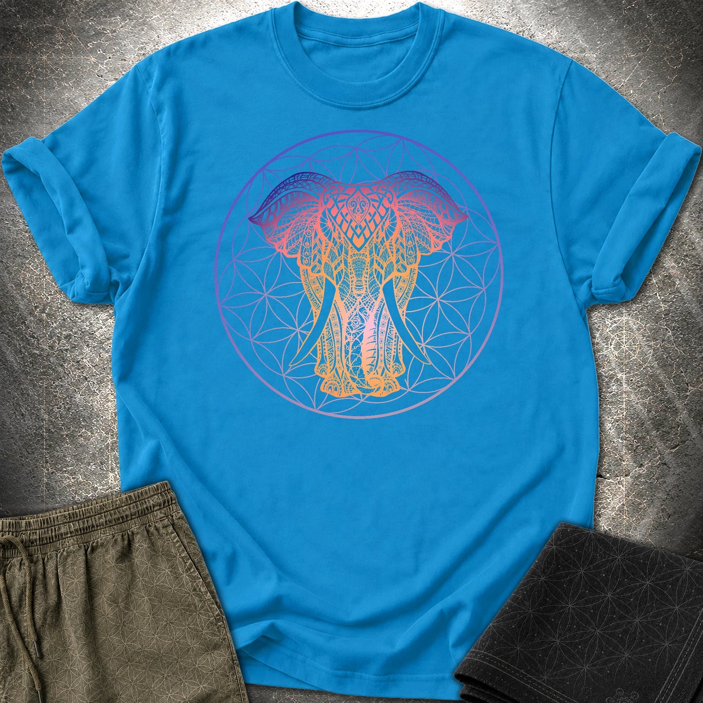 Ganesha Flower Of Life T-Shirt - Ganesha Flower Of Life T-Shirt - Sapphire