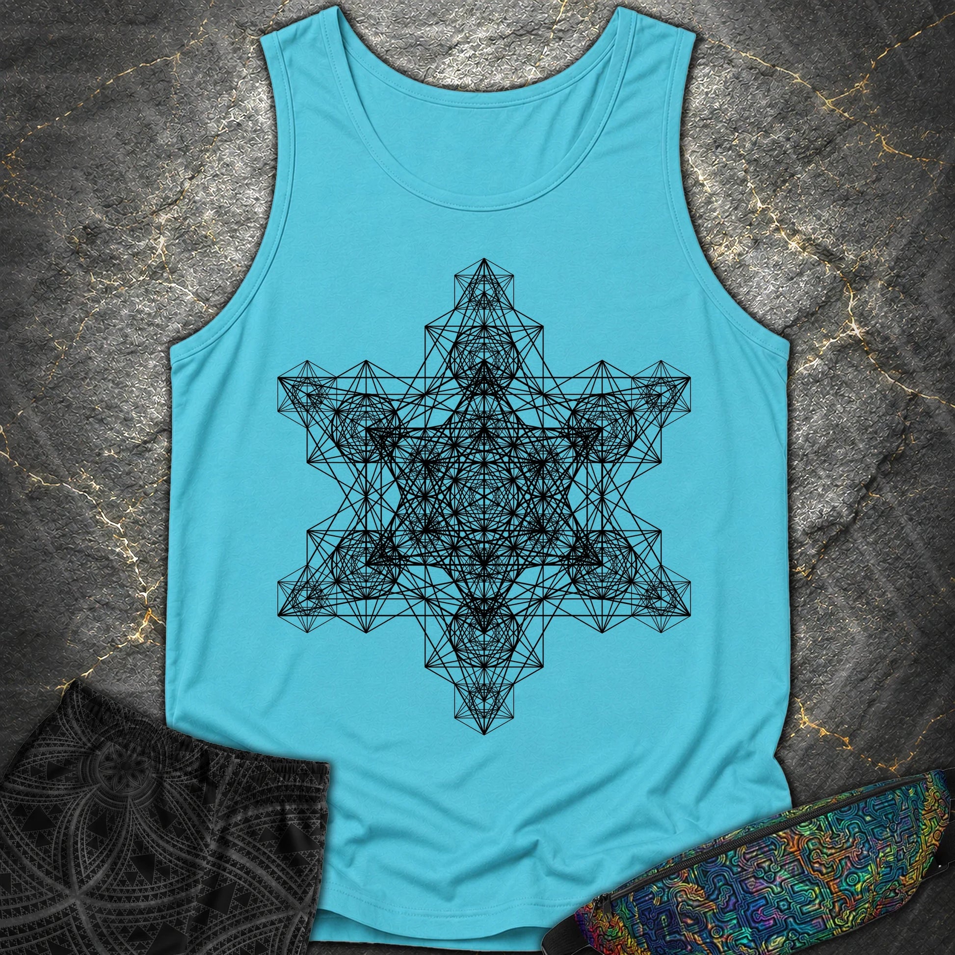Metatron Fractal Star Tank Top - Metatron Fractal Star Tank Top - Sapphire