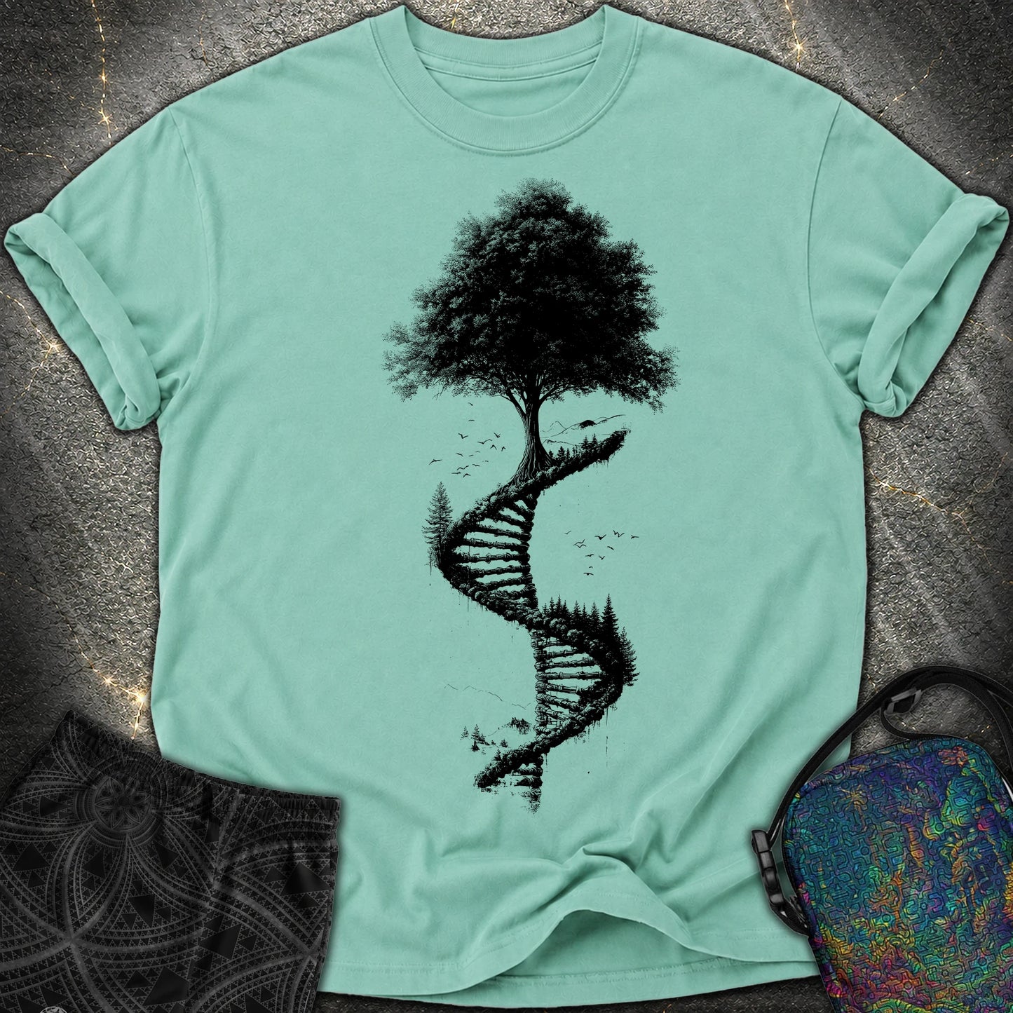 Tree of Life DNA Double Helix Comfort T-Shirt - Tree of Life DNA Double Helix Comfort T-Shirt - Seafoam