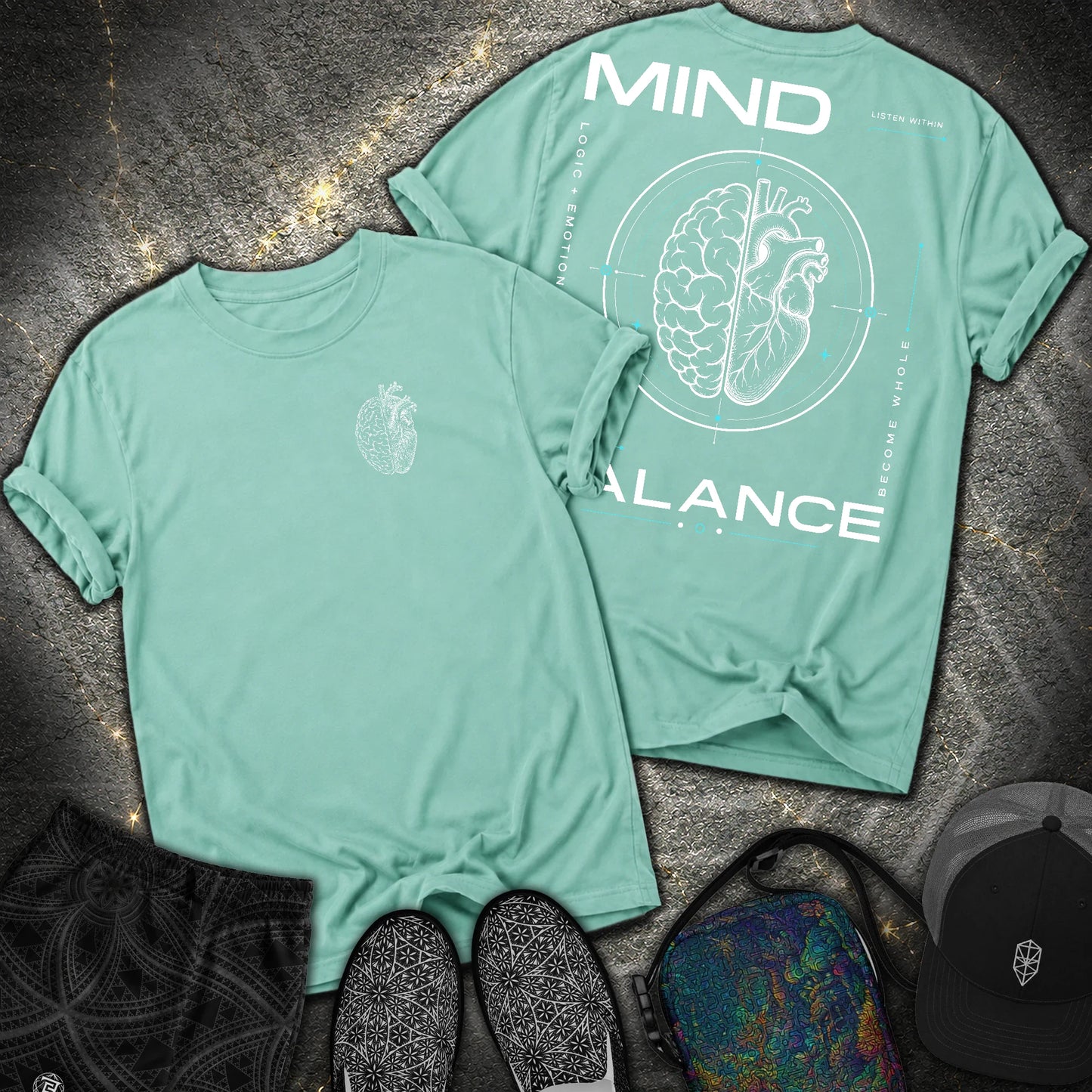 Mind Balance 2 Sided Comfort T-Shirt - Mind Balance 2 Sided Comfort T-Shirt - Seafoam