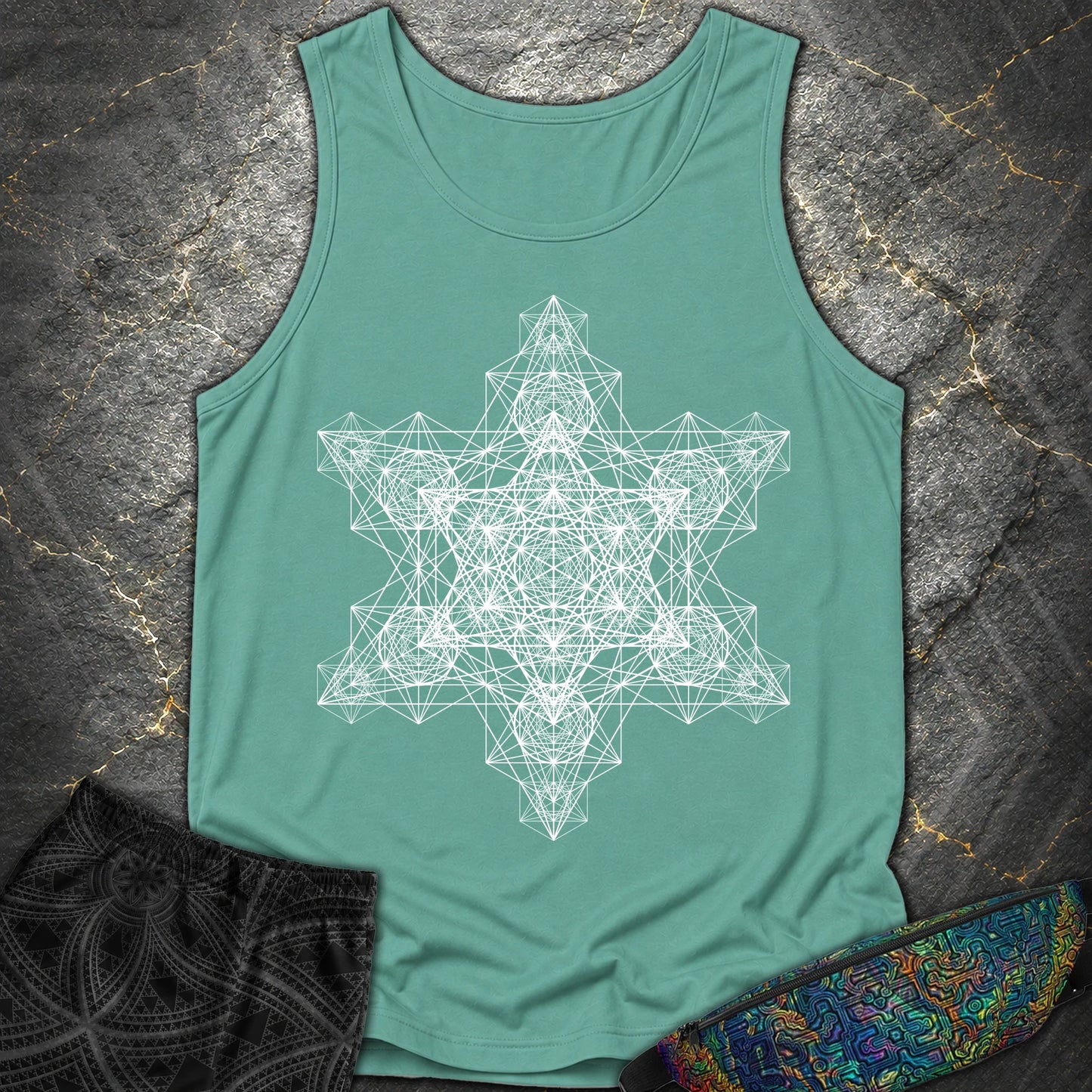 Metatron Fractal Star Tank Top - Metatron Fractal Star Tank Top - Seafoam