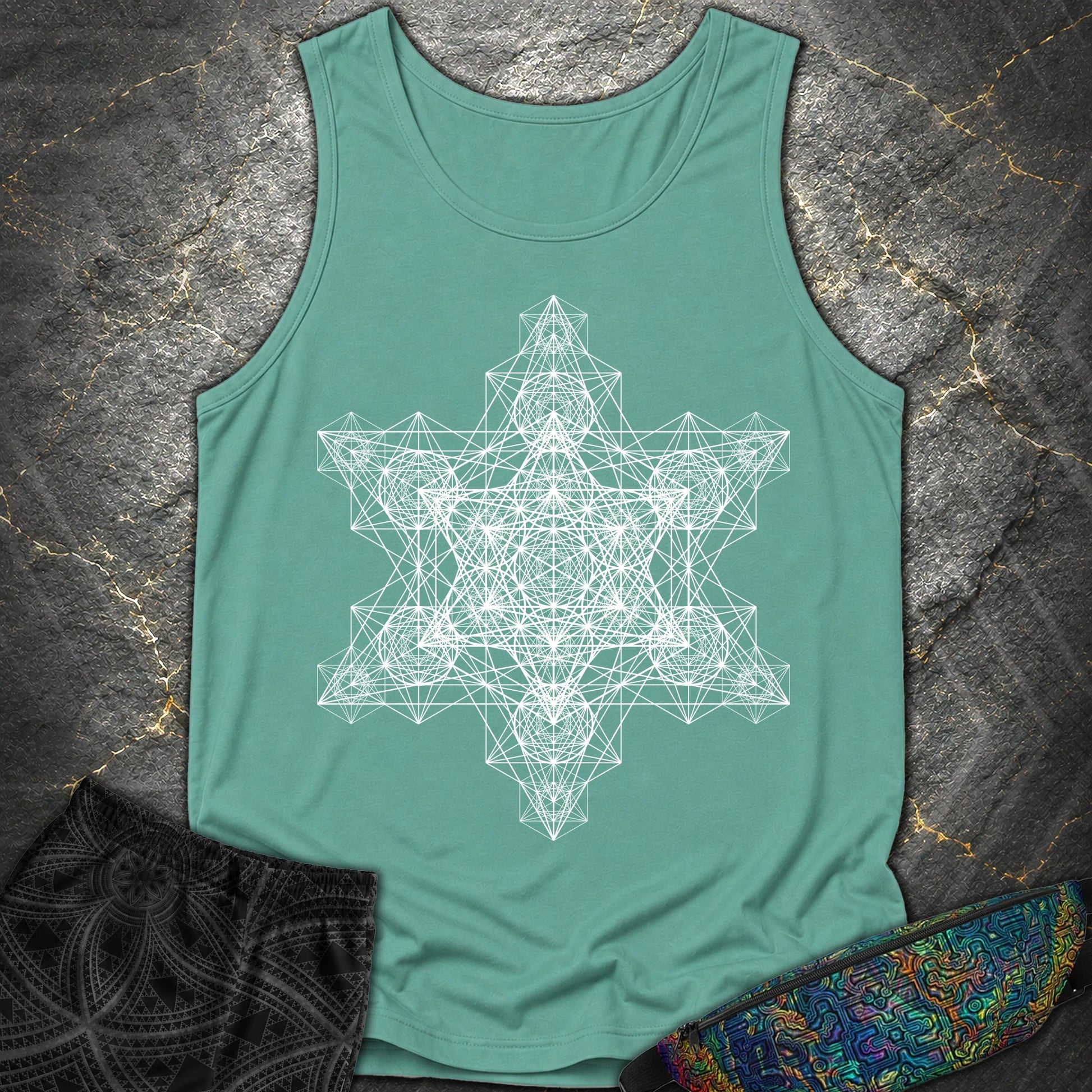 Metatron Fractal Star Tank Top - Metatron Fractal Star Tank Top - Seafoam