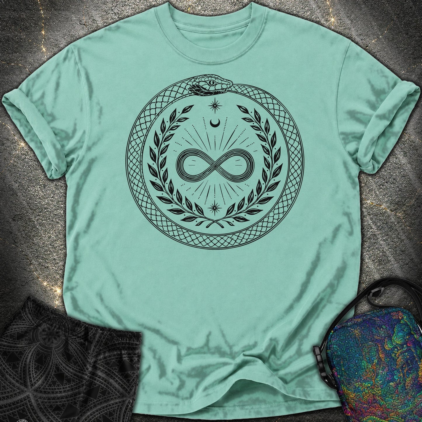 888 Ouroboros Infinity Comfort T-Shirt - 888 Ouroboros Infinity Comfort T-Shirt - Seafoam