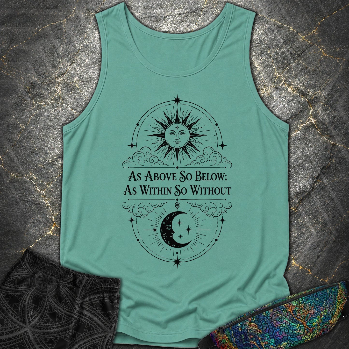 As Above So Below Sun Moon - As Above So Below Sun Moon Comfort Tank Top - Seafoam