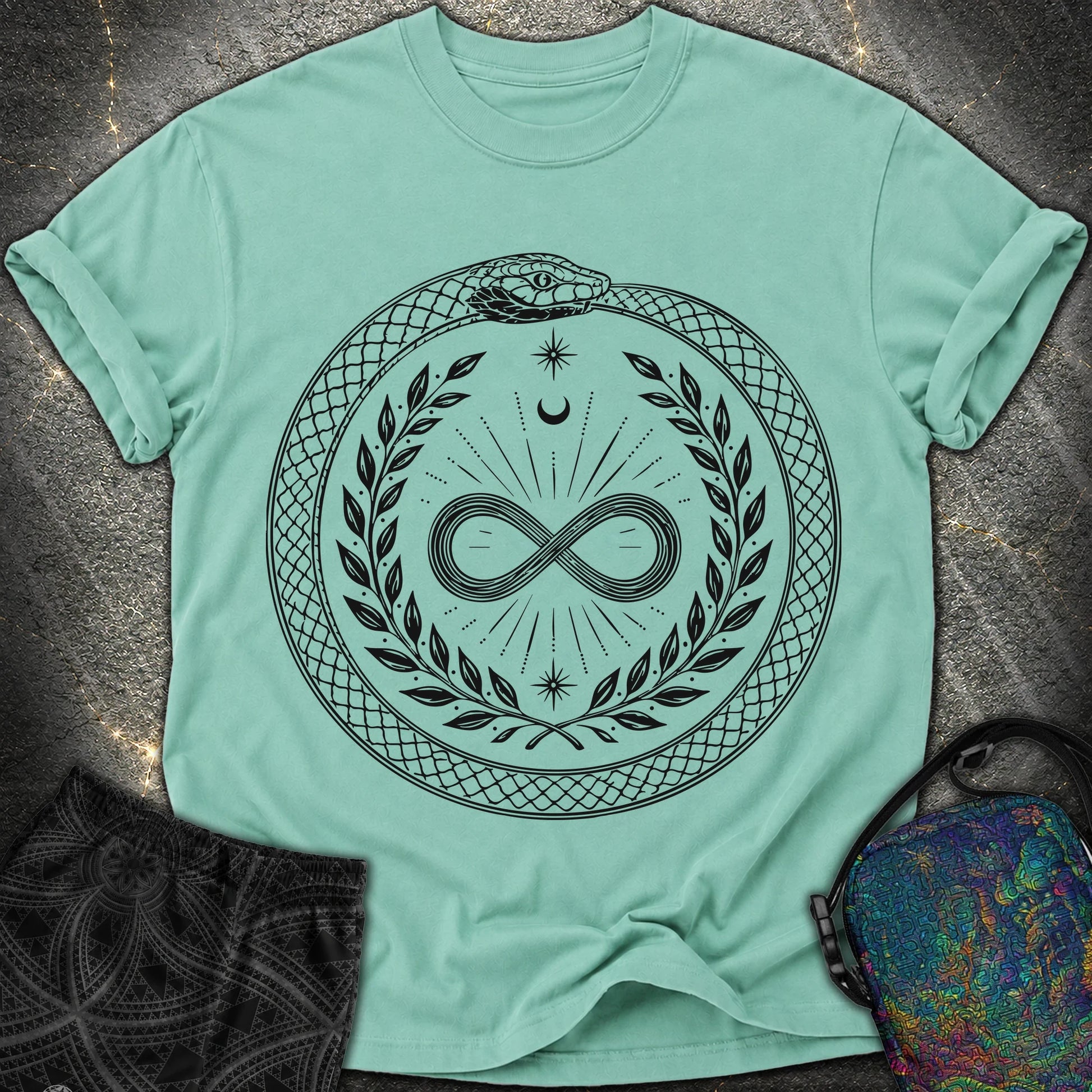 888 Ouroboros Infinity Unisex Comfort T-Shirt - 888 Ouroboros Infinity Unisex Comfort T-Shirt - Seafoam