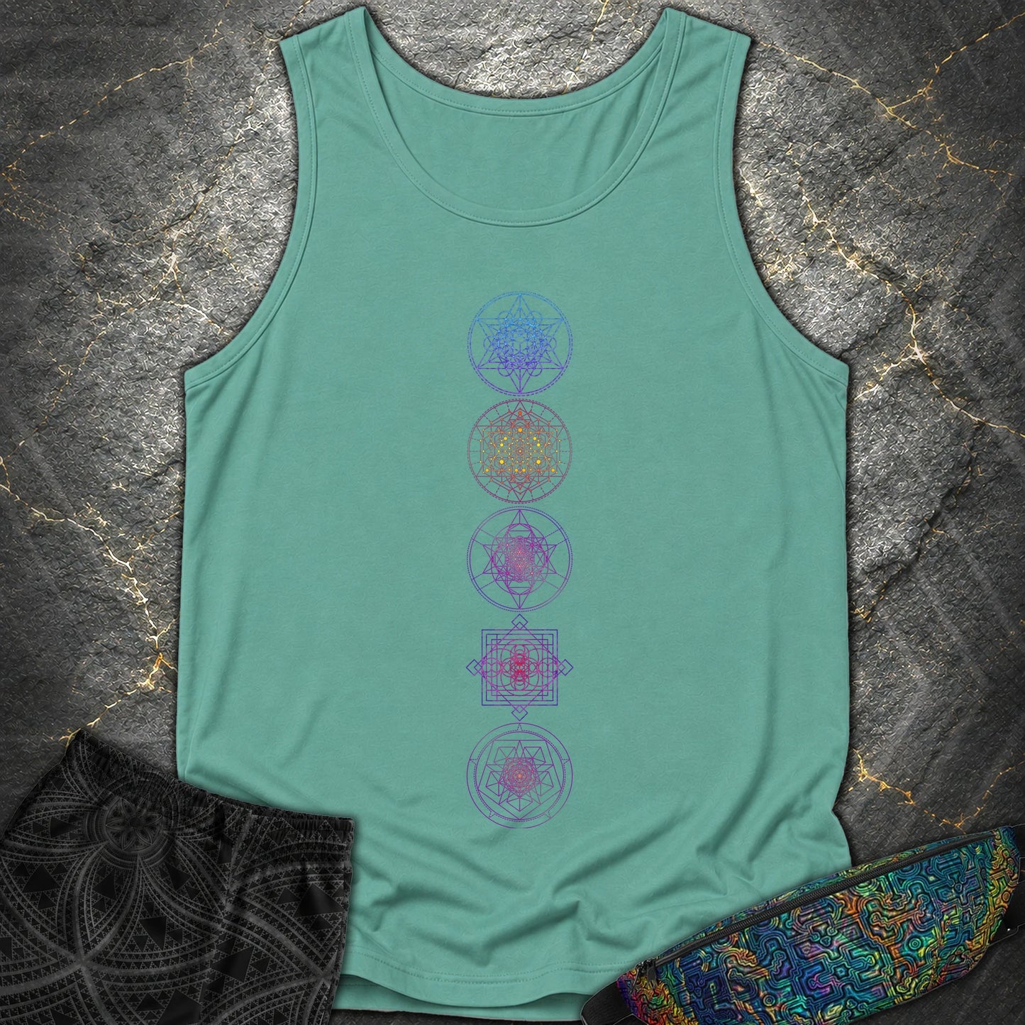 Sacred Geometry T-Shirt - Sacred Geometry Comfort Tank Top - Seafoam