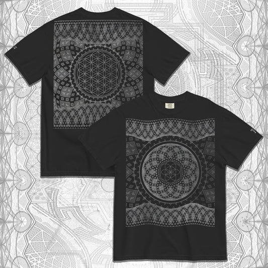 Silver Geometry Flower & Seed of Life Heavyweight Comfort T-Shirt