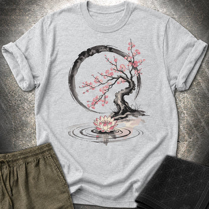 Cherry Blossom Lotus Zen T-shirt - Cherry Blossom Lotus Zen T-shirt - Sport Grey