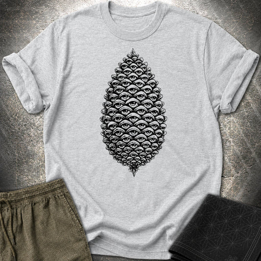 All Seeing Pinecone Black T-Shirt - All Seeing Pinecone Black T-Shirt - Sport Grey