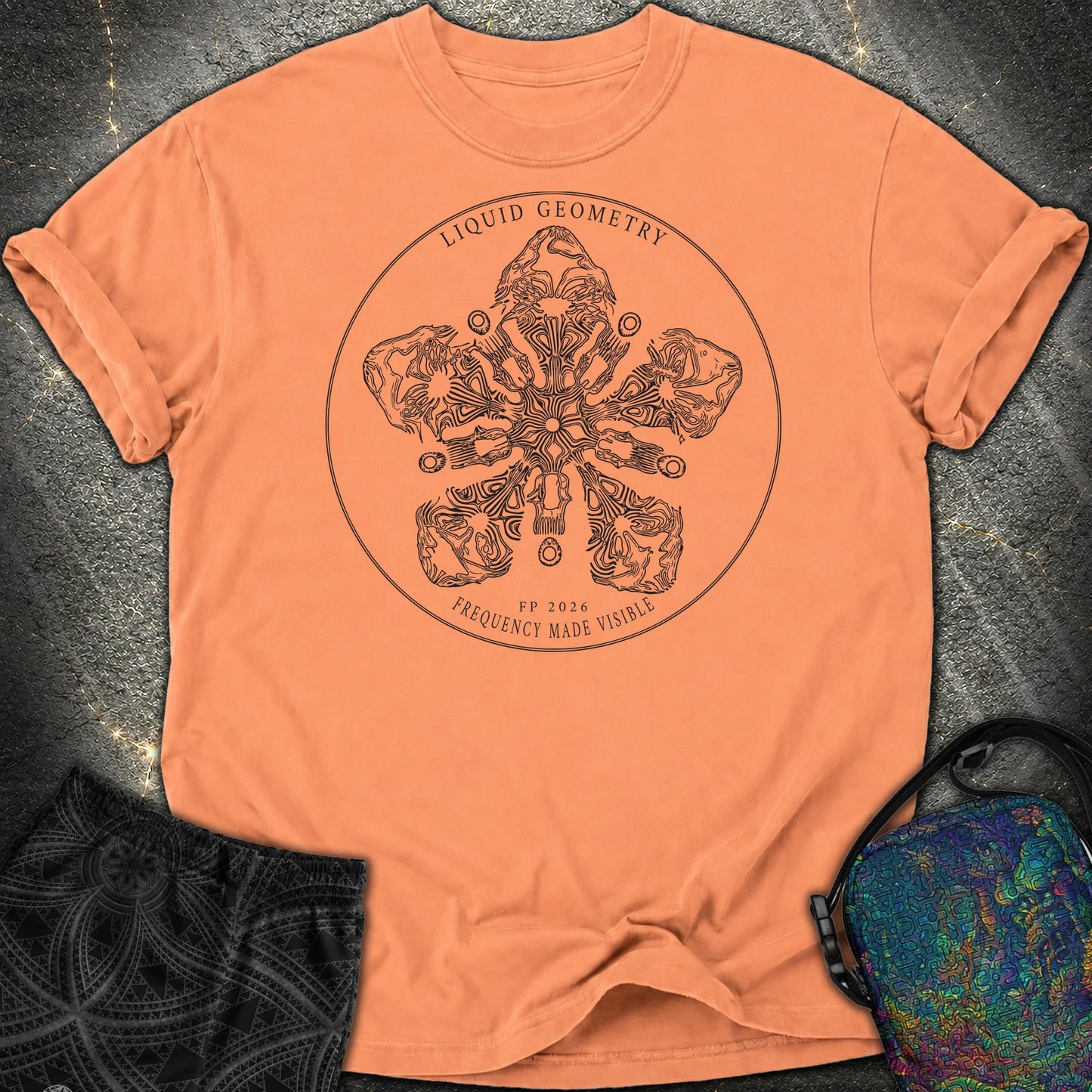 Sacred Geometry Sound Wave Art Cymatic Comfort T-Shirt - Sacred Geometry Sound Wave Art Cymatic Comfort T-Shirt - Terracotta