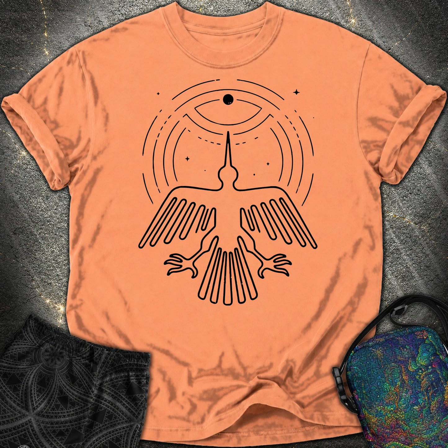 Geoglif Ptaka Biale - Geoglif Ptaka Biale Comfort T-Shirt - Terracotta