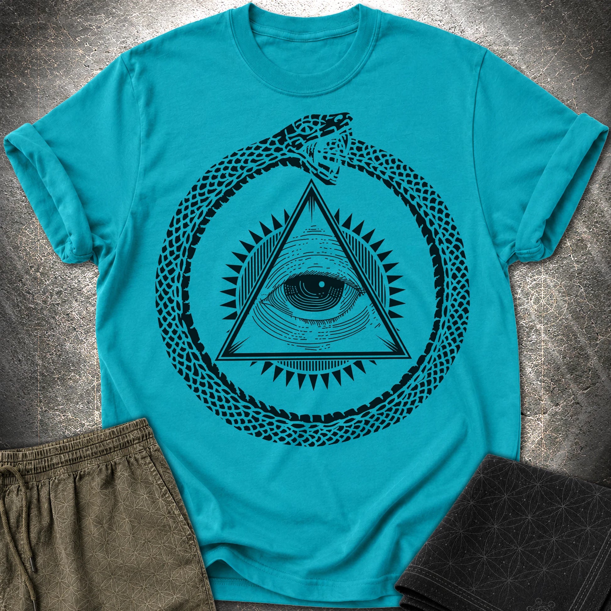 Ouroboros Eye of Providence - Ouroboros Eye of Providence T-Shirt - Tropical Blue