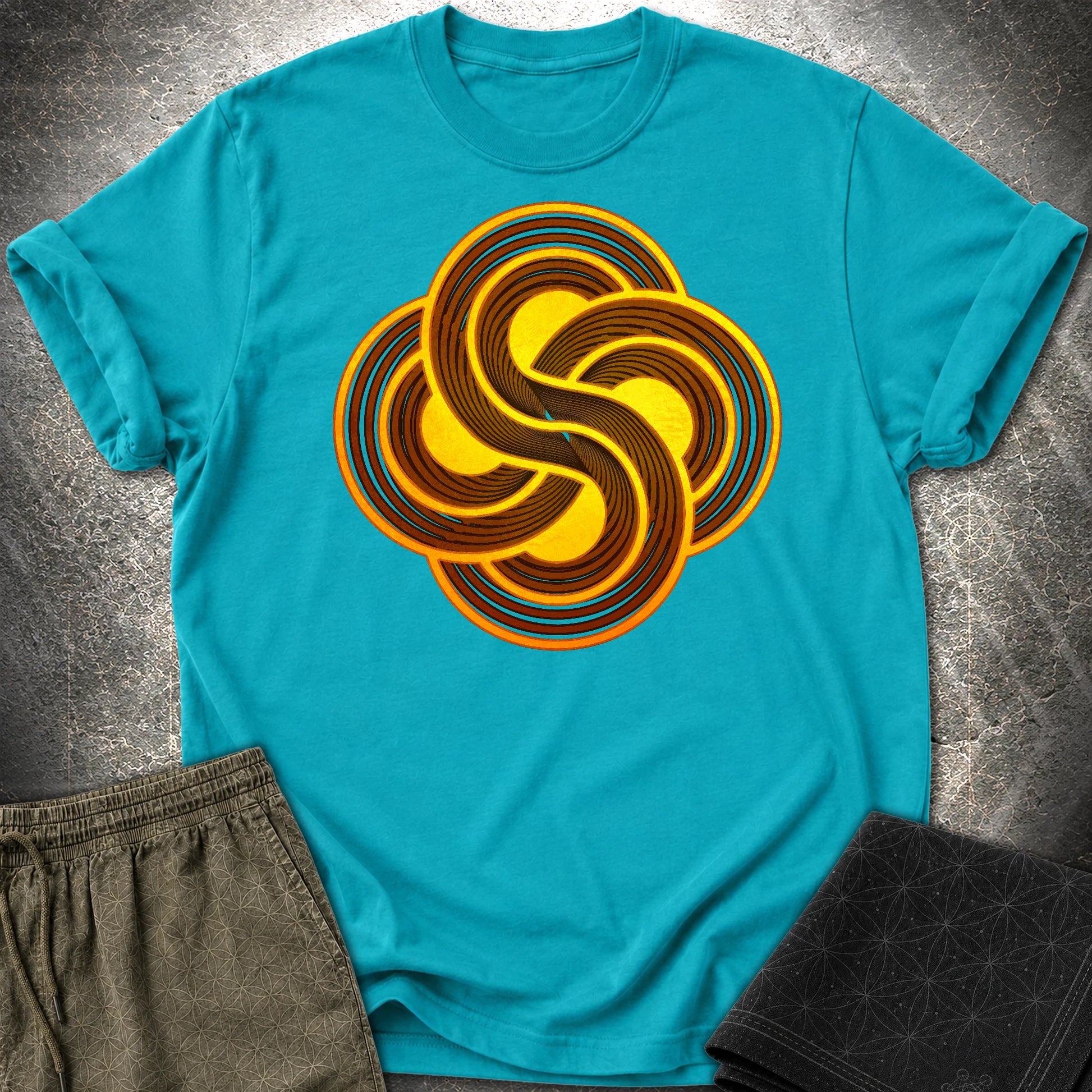 Crop Circle Flow T-Shirt - Crop Circle Flow T-Shirt - Tropical Blue