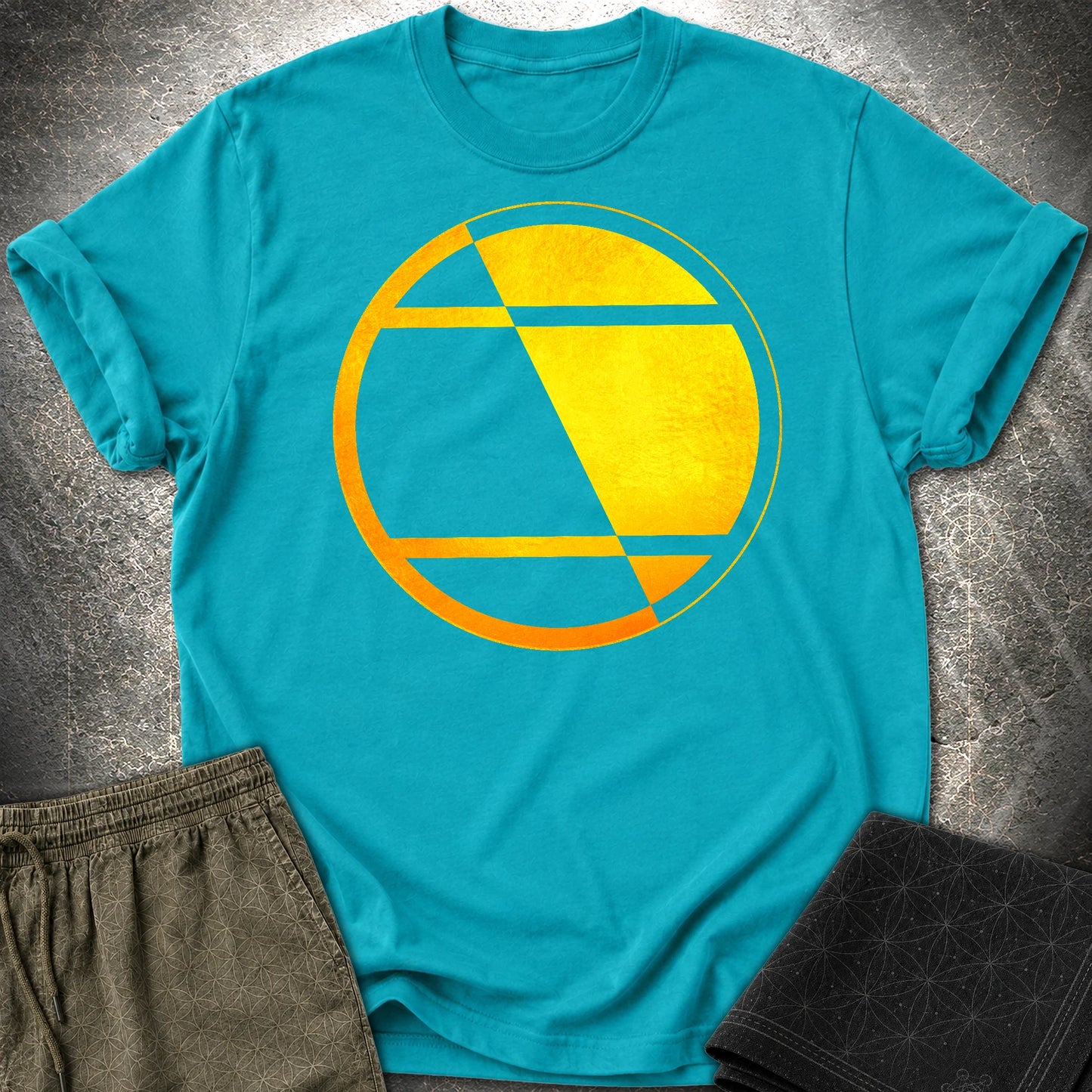 Crop Circle Orange Gold T-Shirt - Crop Circle Orange Gold T-Shirt - Tropical Blue