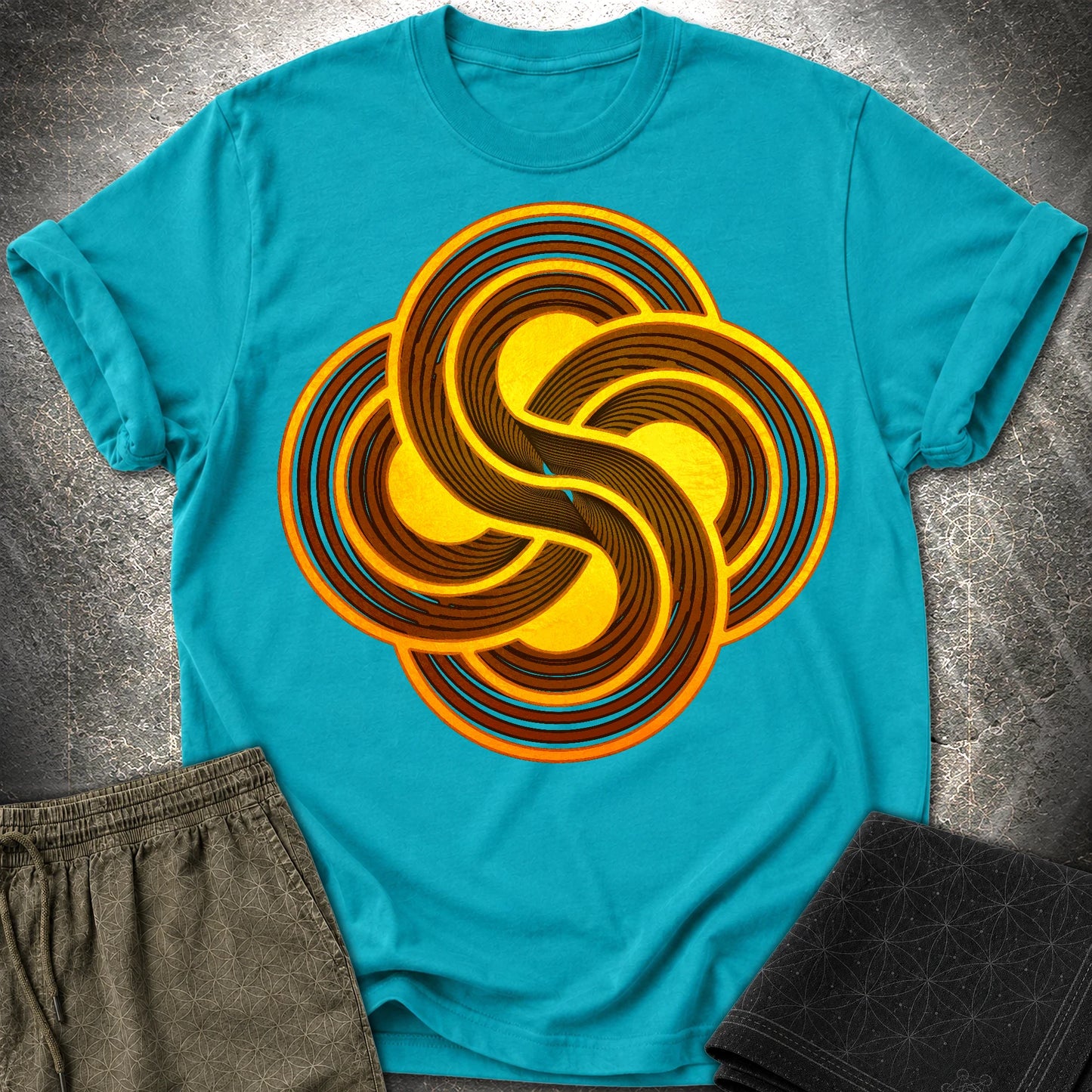 Crop Circle Flow T-Shirt - Crop Circle Flow T-Shirt - Tropical Blue