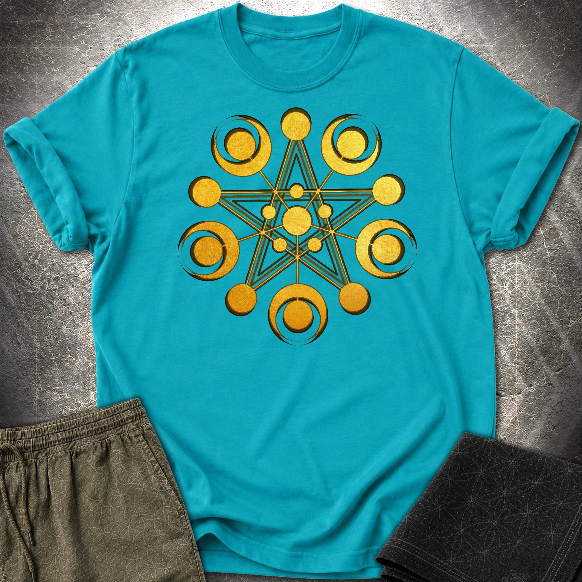 Golden Crop Circle T-Shirt - Golden Crop Circle T-Shirt - Tropical Blue