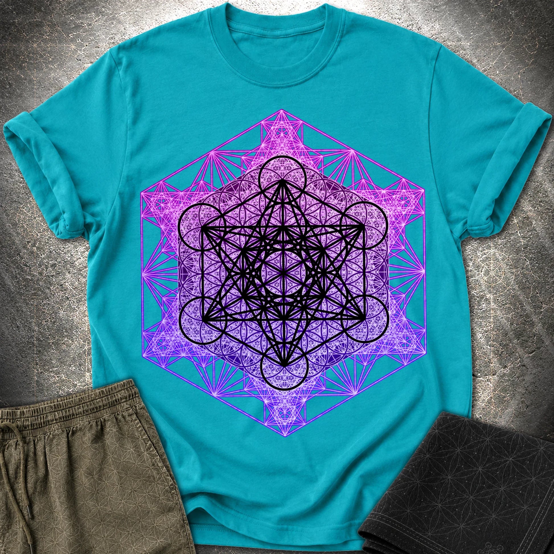 Metatron's Tesseract T-Shirt - Metatron's Tesseract T-Shirt - Tropical Blue