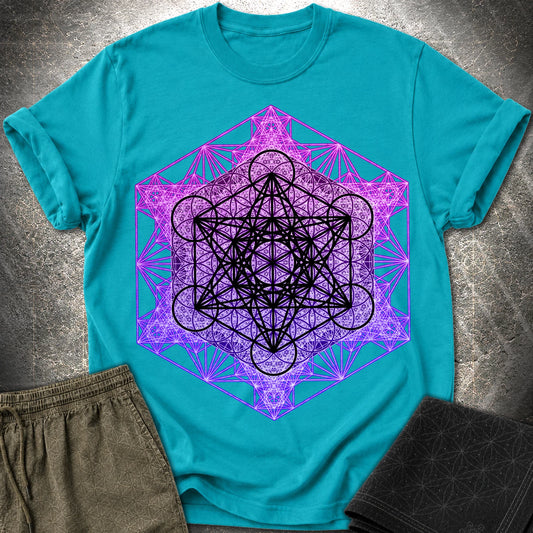 Metatron's Tesseract T-Shirt - Metatron's Tesseract T-Shirt - Tropical Blue