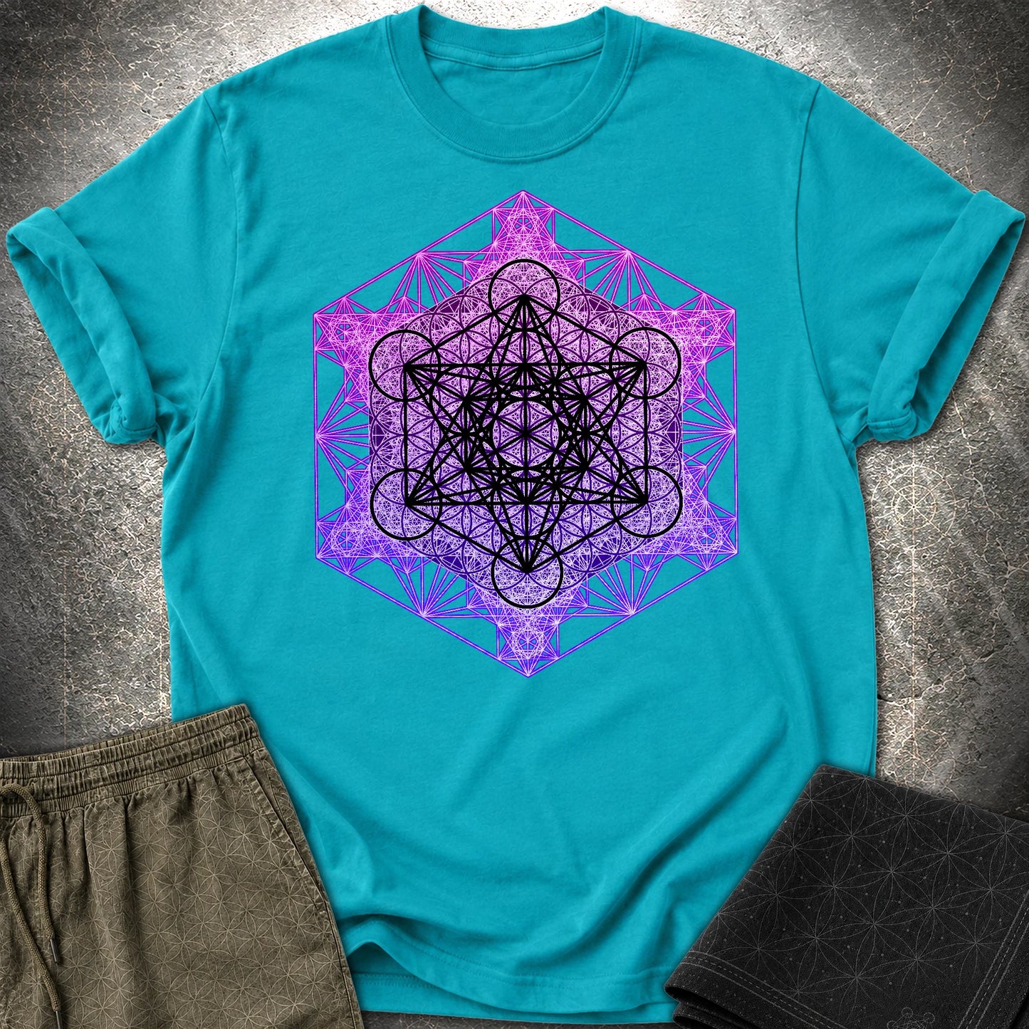 Metatron's Tesseract T-Shirt - Metatron's Tesseract T-Shirt - Tropical Blue