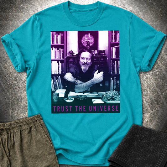 Alan Watts Trust The Universe T-Shirt - Alan Watts Trust The Universe T-Shirt - Tropical Blue