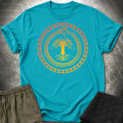 Ouroboros Tree Of Life Unisex T-Shirt - Ouroboros Tree Of Life Unisex T-Shirt - Tropical Blue