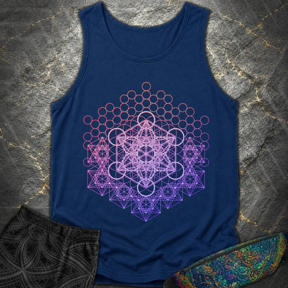 Metatron And Flower Connection - Metatron And Flower Connection Tank Top - True Navy