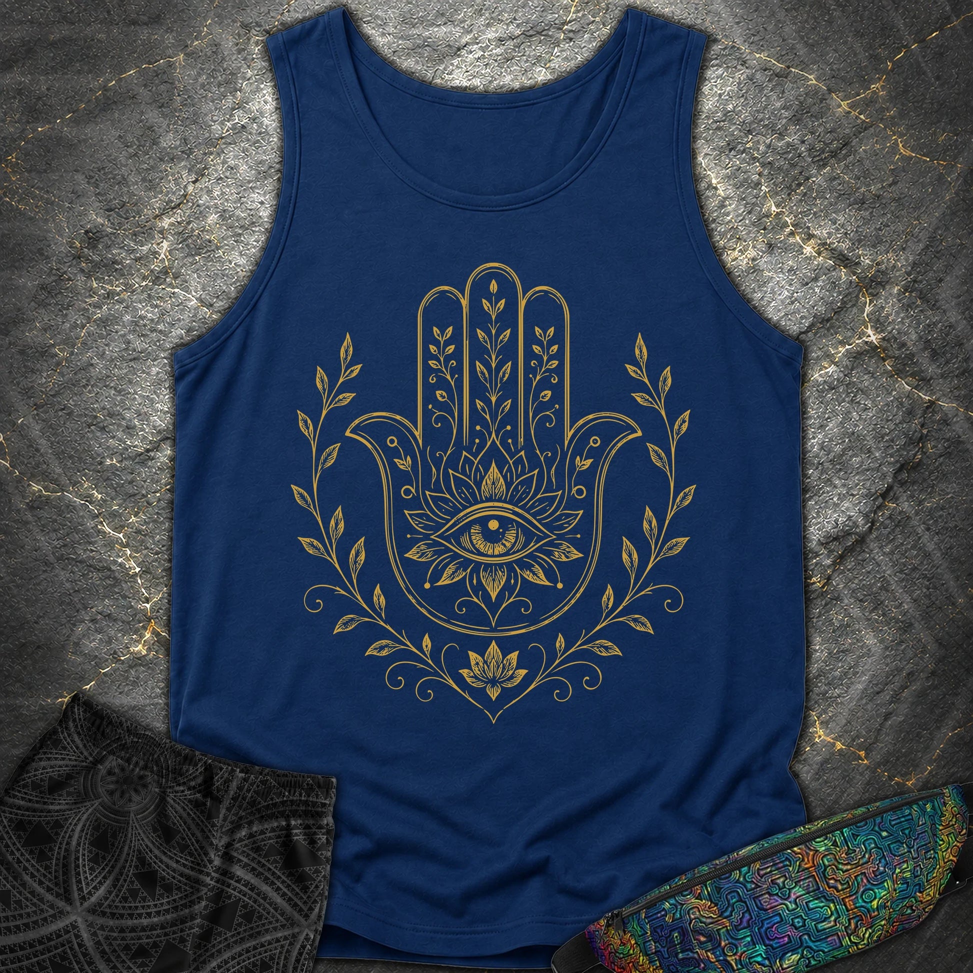 Hamsa Mandala - Hamsa Mandala Comfort Tank Top - True Navy