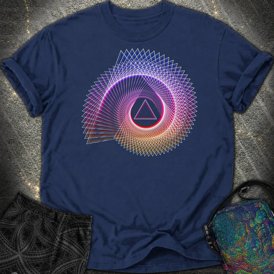 Spiralling Gradient Triangle Comfort T-Shirt - Spiralling Gradient Triangle Comfort T-Shirt - True Navy