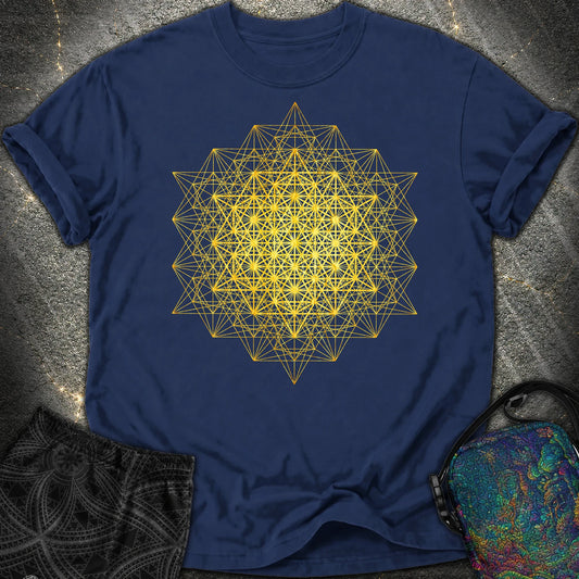 64 Tetrahedron Metatron Grid Comfort T-Shirt - 64 Tetrahedron Metatron Grid Comfort T-Shirt - True Navy