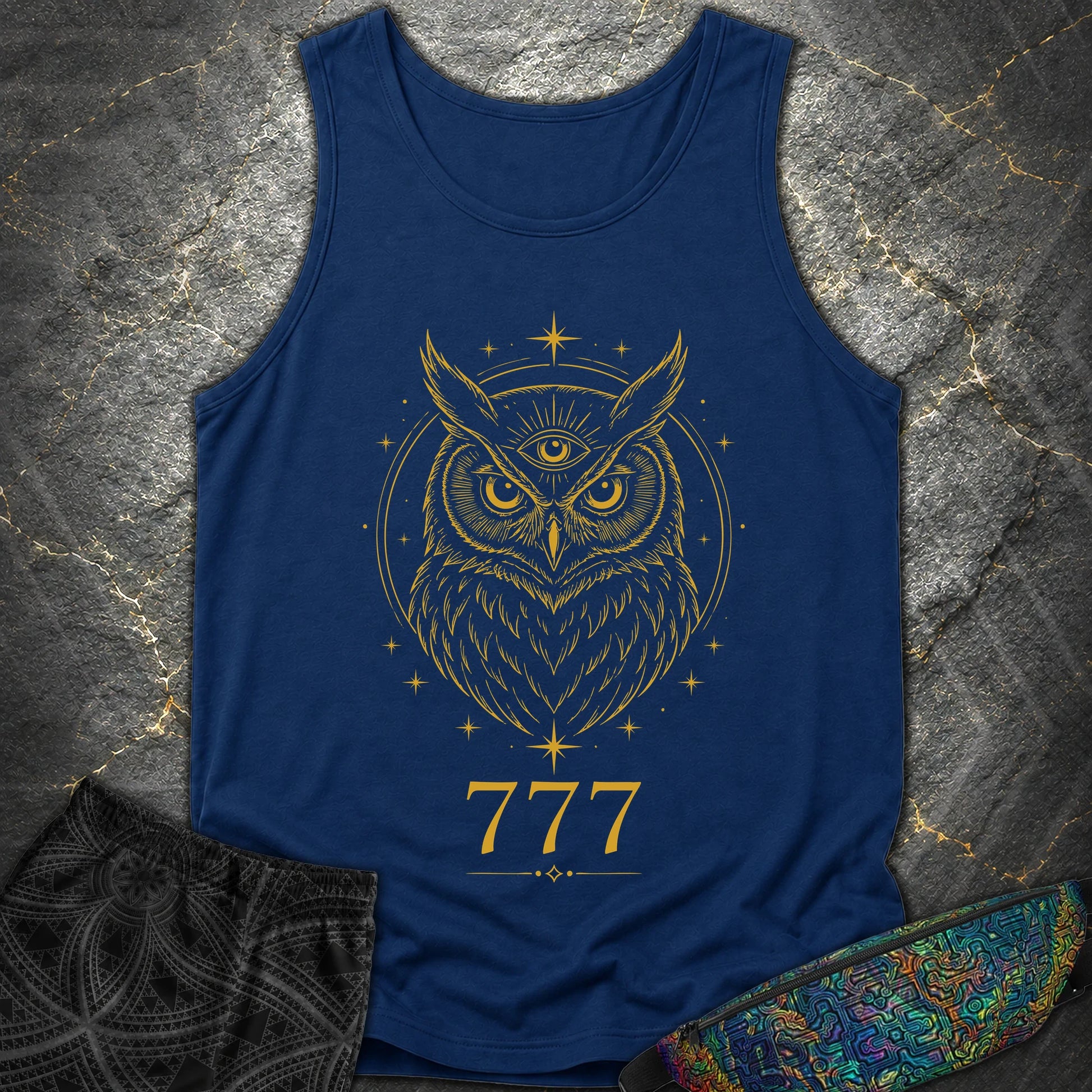 777 Mystic Owl Comfort Tank Top - 777 Mystic Owl Comfort Tank Top - True Navy
