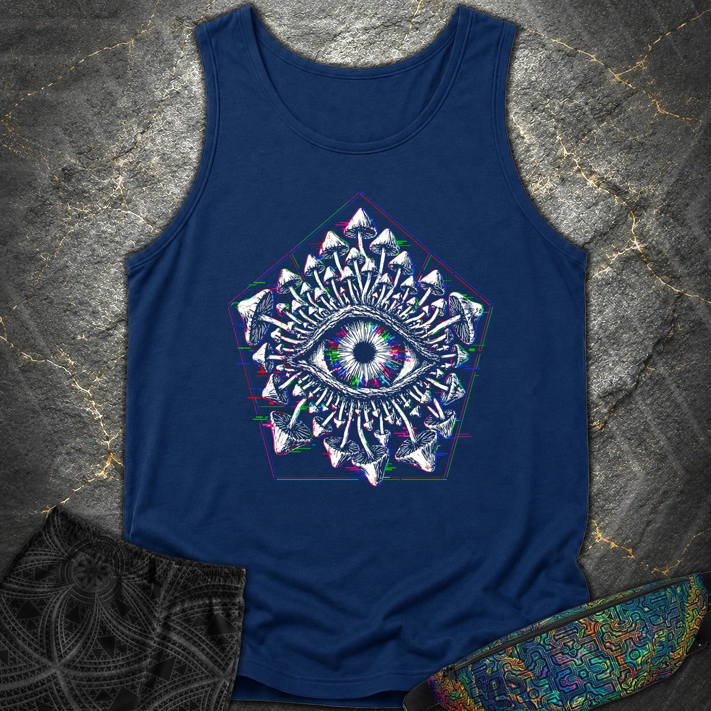 Third Eye Mushroom Comfort Tank - Third Eye Mushroom Comfort Tank - True Navy