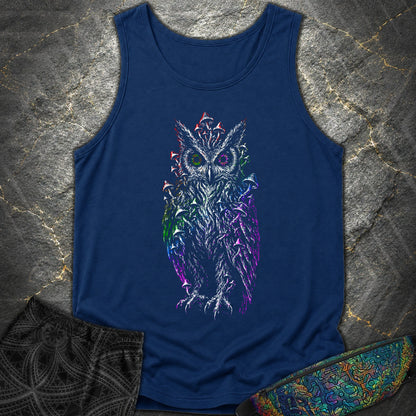 Trippy Mushroom Owl Comfort Tank - Trippy Mushroom Owl Comfort Tank - True Navy