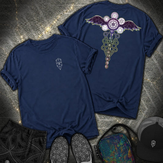 Winged Metatron Ascension 2 Sided Comfort T-Shirt - Winged Metatron Ascension 2 Sided Comfort T-Shirt - True Navy