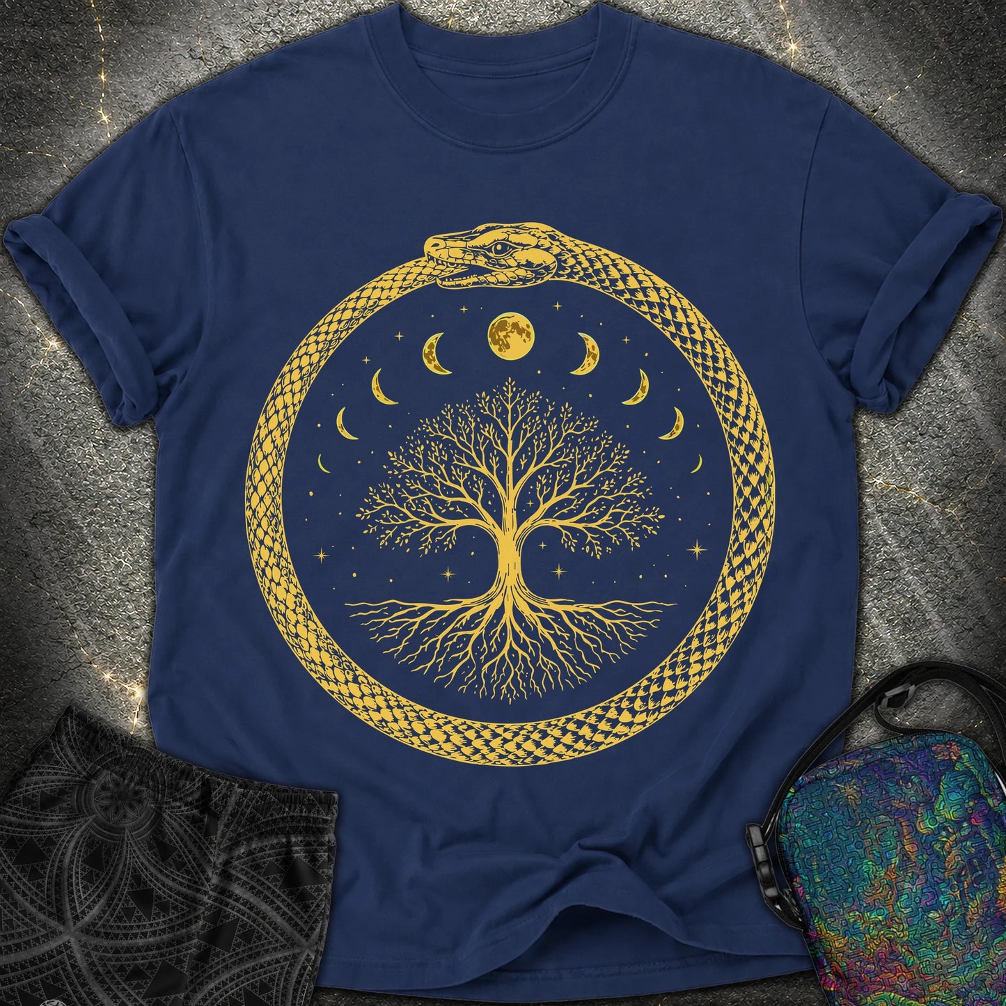 Ouroboros Moon Tree Unisex Comfort T-Shirt - Ouroboros Moon Tree Unisex Comfort T-Shirt - True Navy