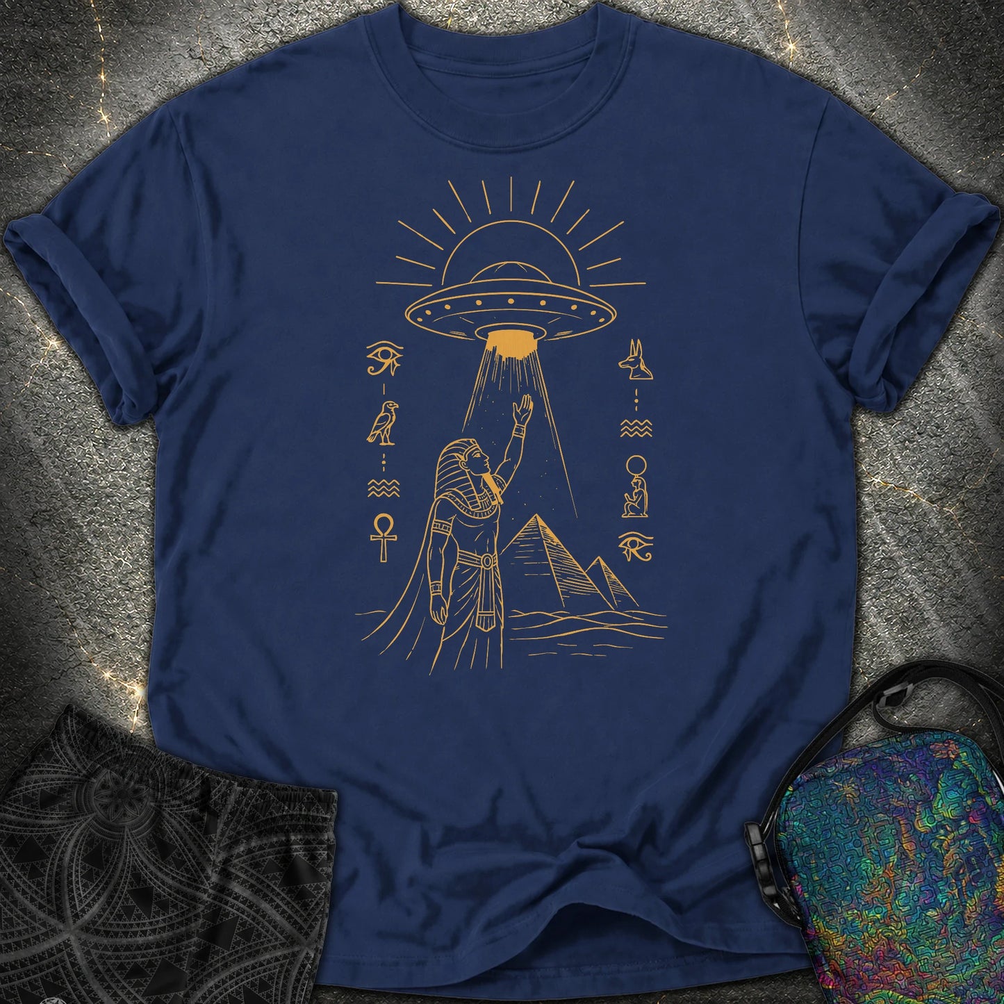Pharaoh Reaching for the Sky Vessel - Pharaoh Reaching for the Sky Vessel Comfort T-Shirt - True Navy