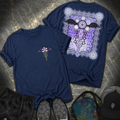 Winged Metatron DNA 2 Sided T-Shirt - Winged Metatron DNA 2 Sided Comfort T-Shirt - True Navy