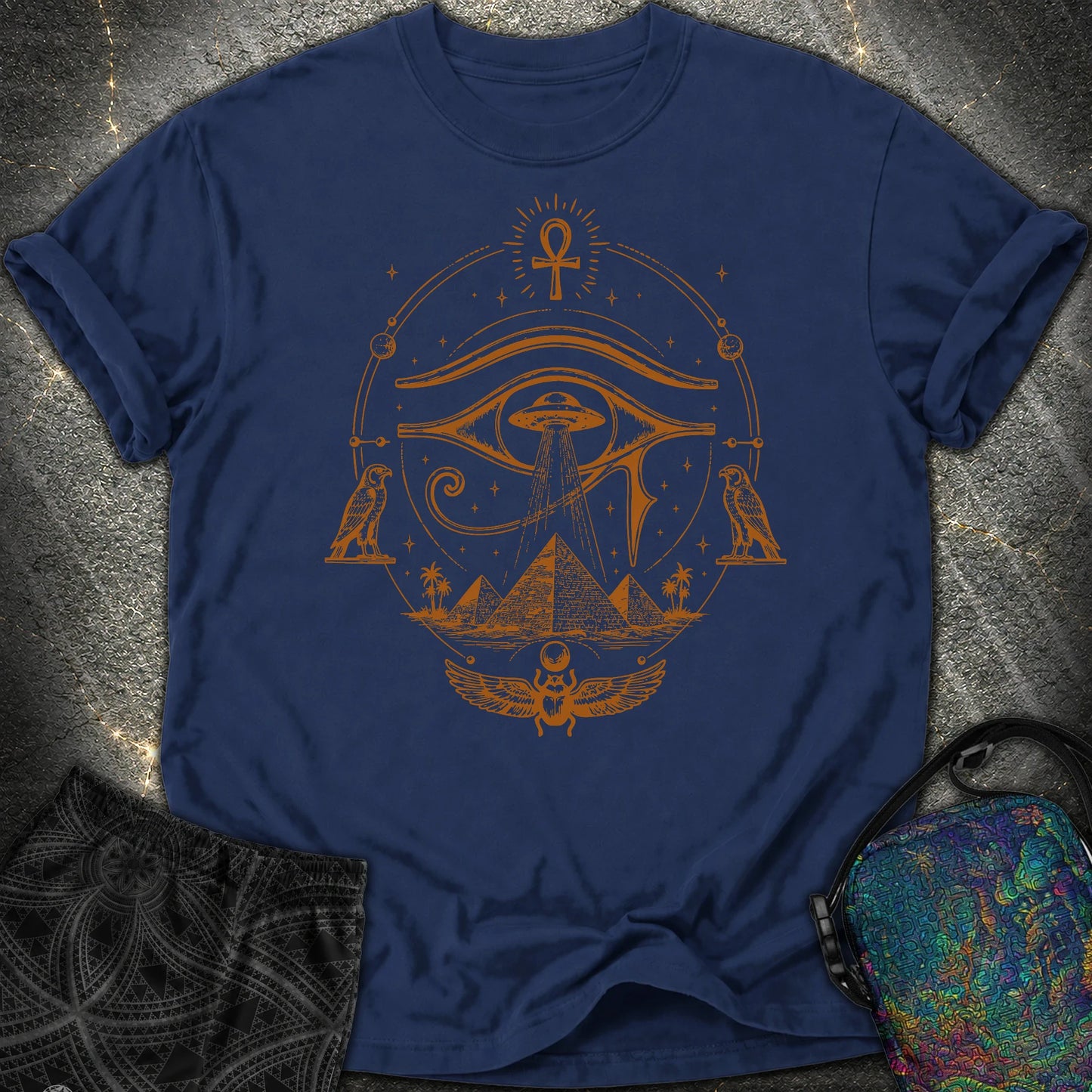 Ancient Eye Over Alien Pyramids - Ancient Eye Over Alien Pyramids Comfort T-Shirt - True Navy
