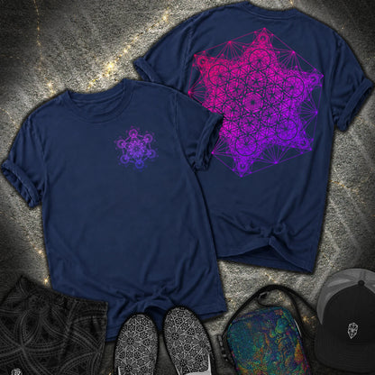 Metatron's Tesseract 2 Sided Comfort T-shirt - Metatron's Tesseract 2 Sided Comfort T-shirt - True Navy
