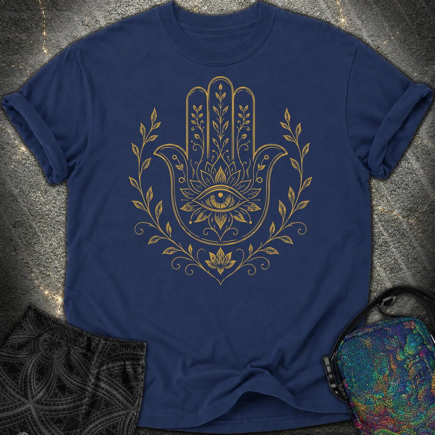 Hamsa Mandala - Hamsa Mandala Comfort T-Shirt - True Navy