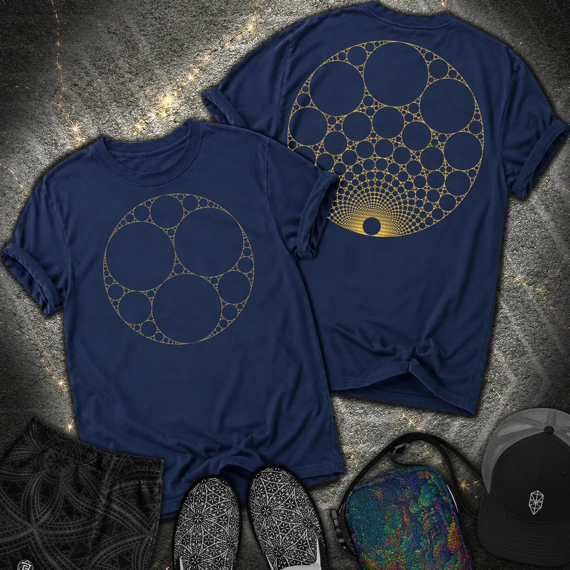 Apollonian Gasket 2 Sided T-Shirt - Apollonian Gasket 2 Sided Comfort T-Shirt - True Navy