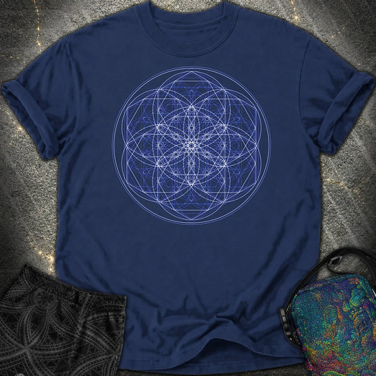 Sacred Flower Grids Comfort T-Shirt - Sacred Flower Grids Comfort T-Shirt - True Navy