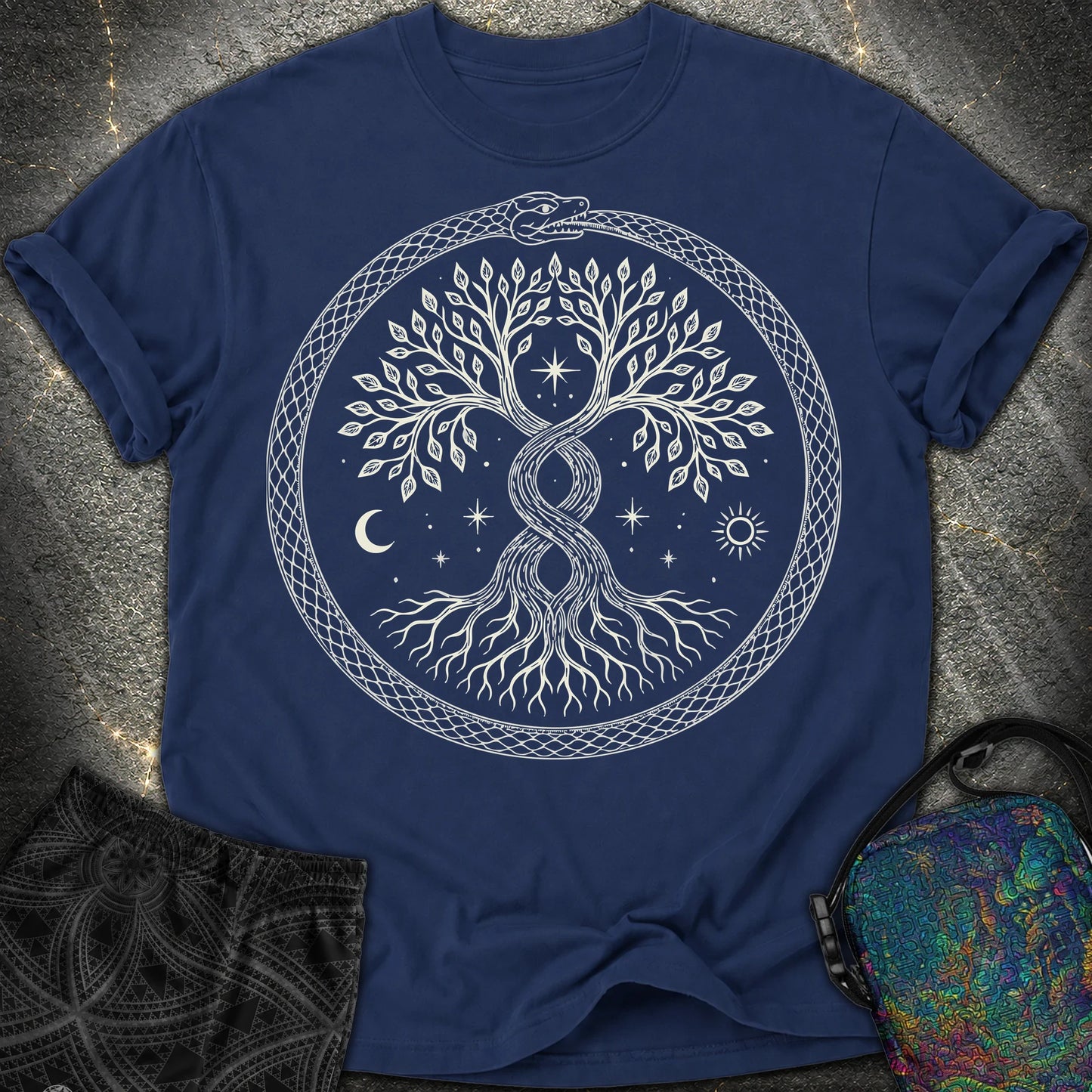 888 Ouroboros Tree Comfort T-Shirt - 888 Ouroboros Tree Comfort T-Shirt - True Navy