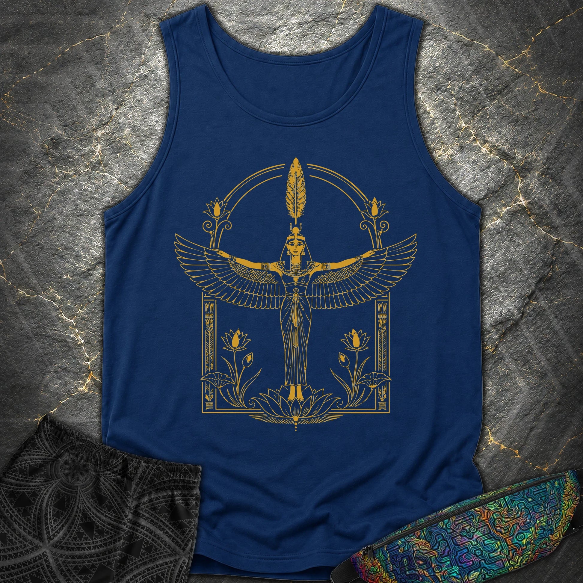 Winged Goddess of Sacred Balance - Winged Goddess of Sacred Balance Comfort Tank Top - True Navy