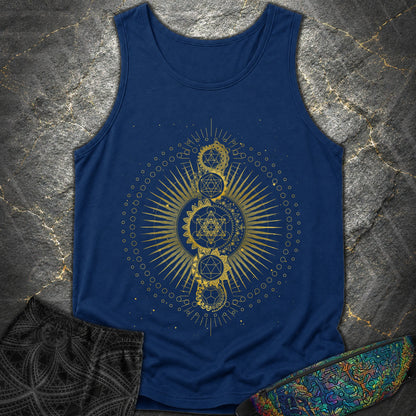 Sacred Geometry Radiating Mandala - Sacred Geometry Radiating Mandala Comfort Tank Top - True Navy