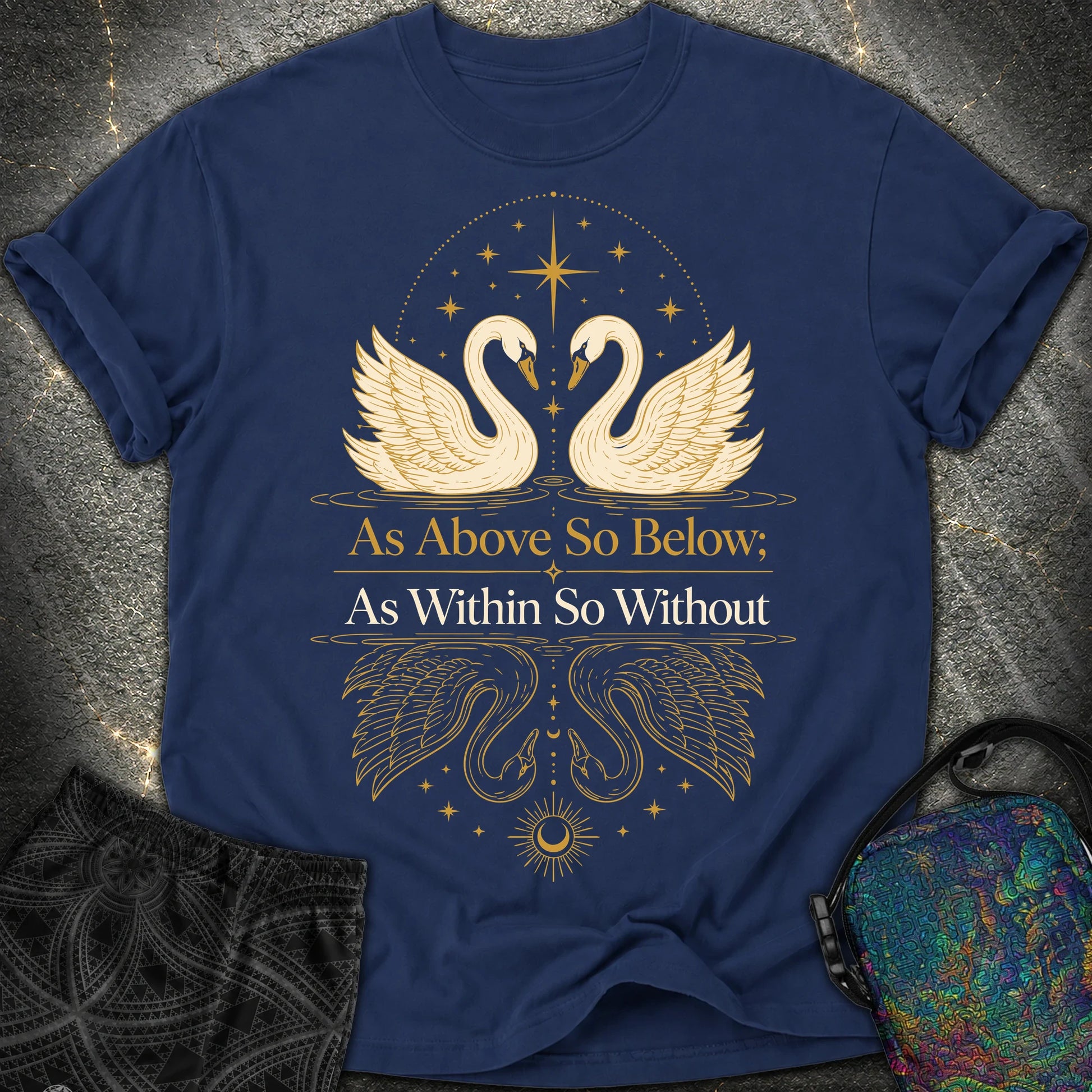 As Above So Below Swans - As Above So Below Swans Comfort T-Shirt - True Navy