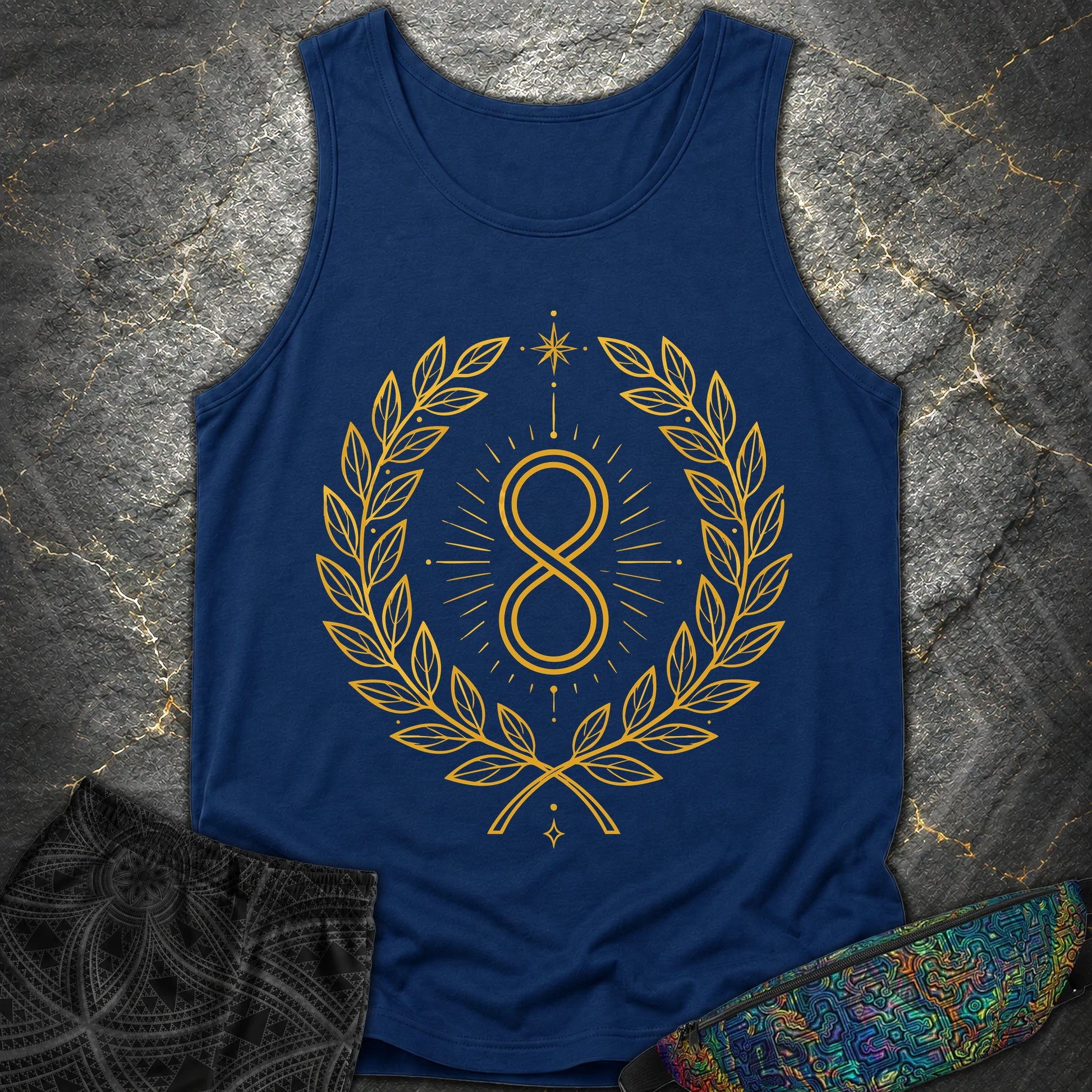 888 Infinity Wreath Unisex Comfort Tank Top - 888 Infinity Wreath Unisex Comfort Tank Top - True Navy