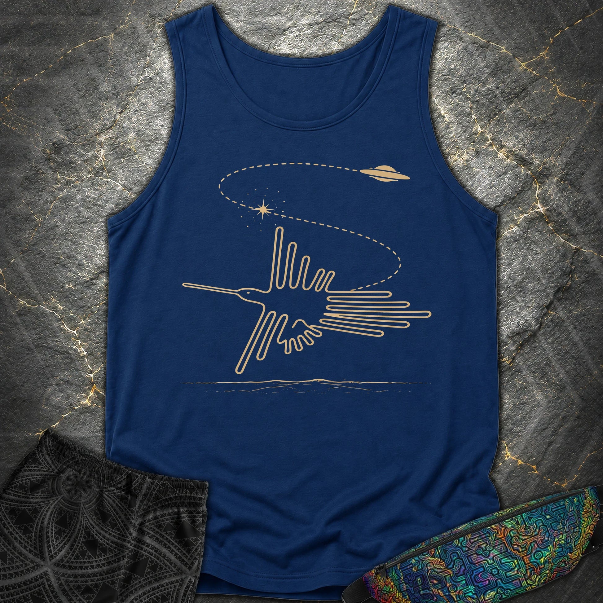 Geoglif Ptaka I Latający Spodek - Geoglif Ptaka I Latający Spodek Comfort Tank Top - True Navy