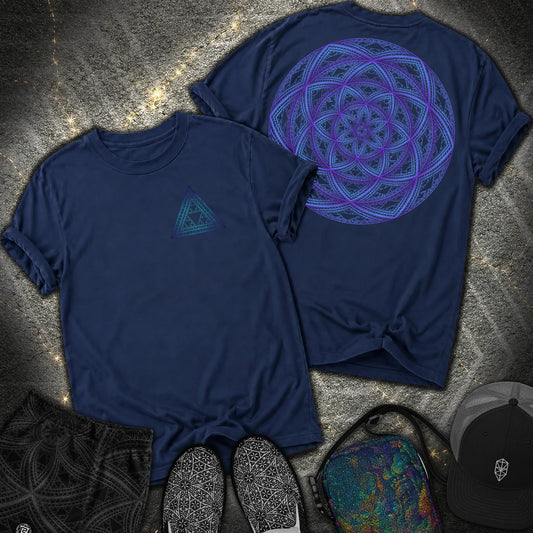 Sierpinski Seed Of Life 2 Sided Comfort T-Shirt - Sierpinski Seed Of Life 2 Sided Comfort T-Shirt - True Navy